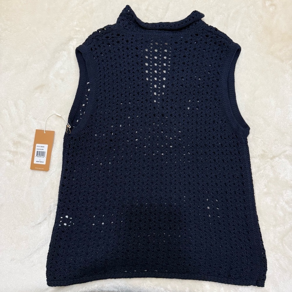 Cyrus Women's Deep Blue V-Neck Knit Sweater Vest Large Style: C602405 - Picture 3 of 6
